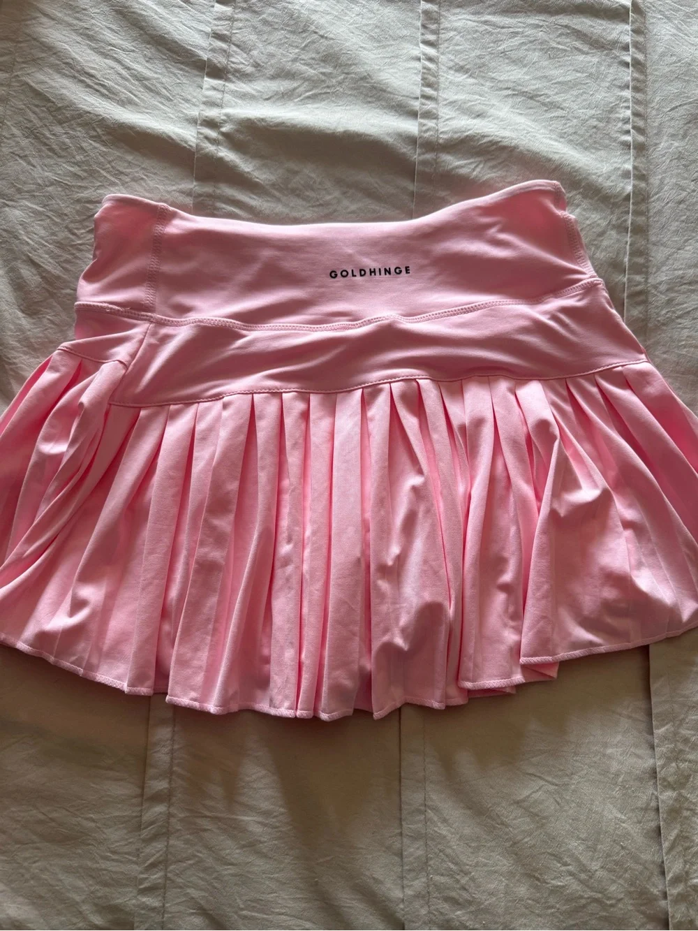 GoldHinge Women's Pink Pleated Skater Skirt